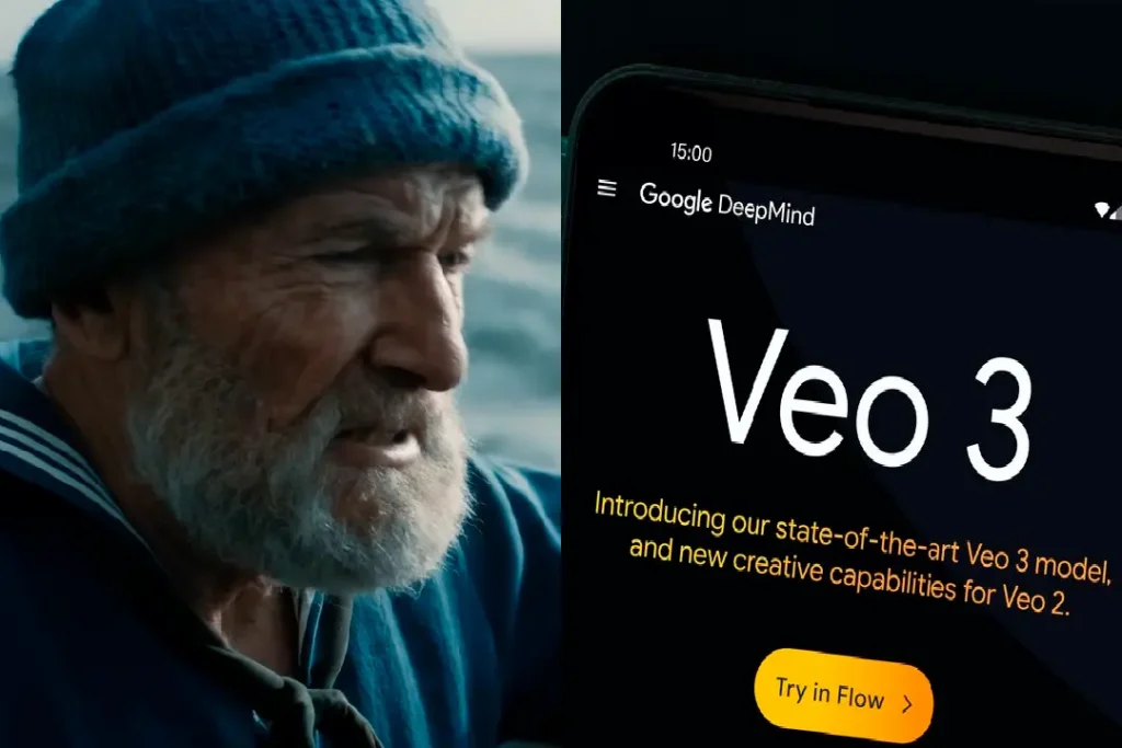A cinematic view of various AI-driven video applications, including 3D character animation, visual effects, and real-time rendering. The scene showcases a holographic display in a futuristic, well-lit studio setting, with cutting-edge camera equipment and a team of engineers collaborating on the latest AI-powered video production techniques. The atmosphere is one of excitement and innovation, reflecting the theme of "Conheça a Nova IA do Google e Crie Vídeos Ultrarrealistas para Diversos Fins".