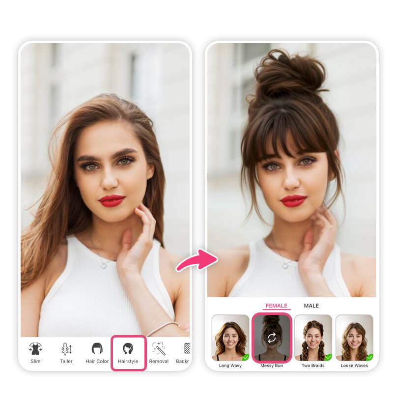 A sleek, modern mobile app interface showcasing a realistic 3D rendering of a person's face. The app's main view takes up the majority of the screen, displaying a lifelike representation of the user's head and shoulders, captured with high-resolution detail and precise lighting. Various hairstyle options are seamlessly overlaid, allowing the user to virtually "try on" different cuts, colors, and styles in real-time. The background is clean and uncluttered, drawing the eye to the customizable hairstyle preview. The overall impression is one of a sophisticated, intuitive, and user-friendly application that empowers individuals to confidently explore their ideal new look.