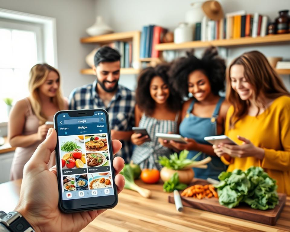 compartilhamento de receitas em redes sociais