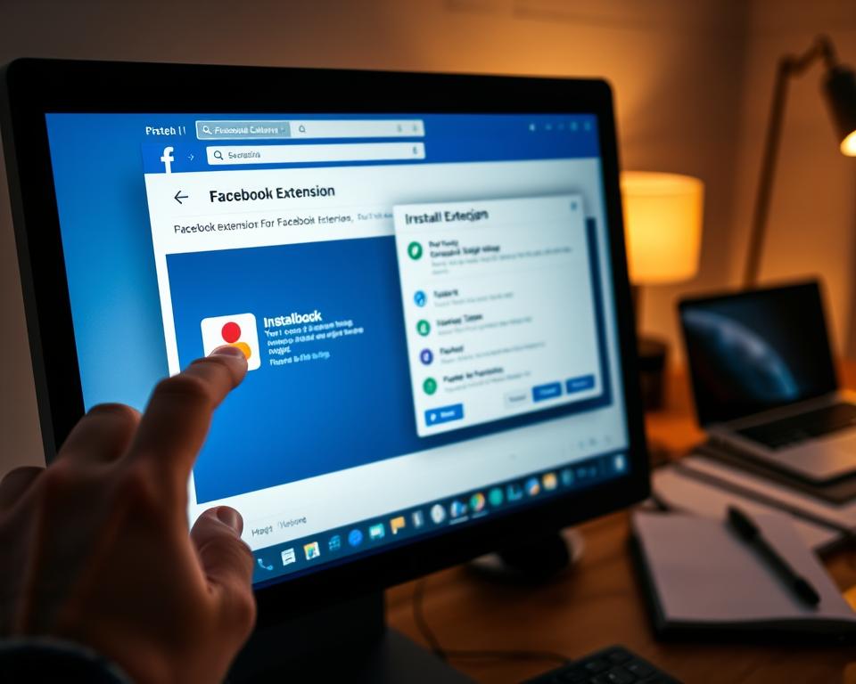 instalação extensão facebook