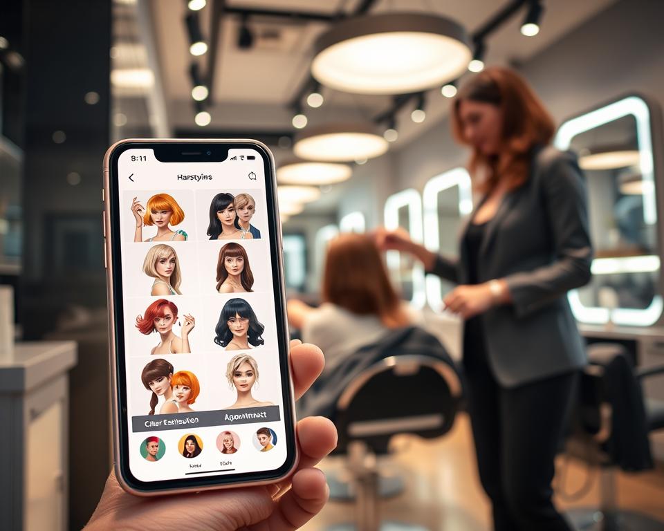 funcionalidades do aplicativo de corte de cabelo